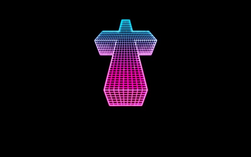 Neon Grid Cross — Pink