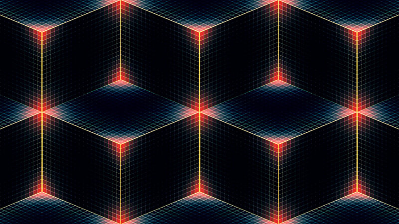 Neon grid cubes pattern