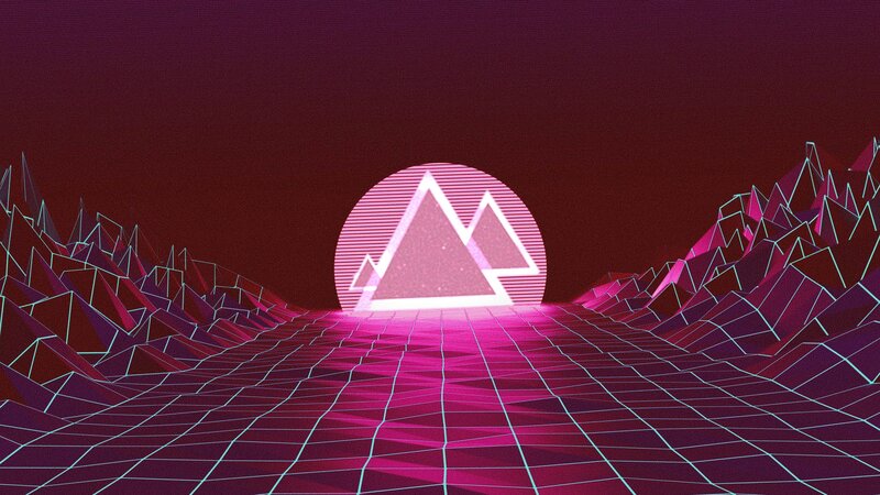 Neon Grid Landscape — Pink, Futuristic