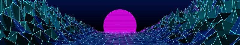 Neon Grid Landscape — Purple, Futuristic, Sunset