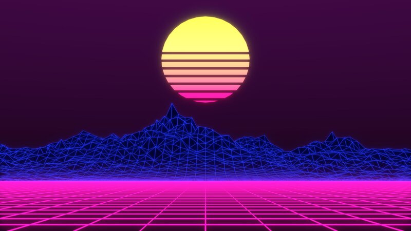Neon Grid Landscape — Purple, Retro