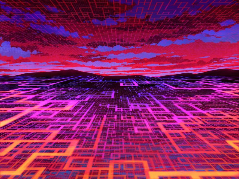 neon grid landscape