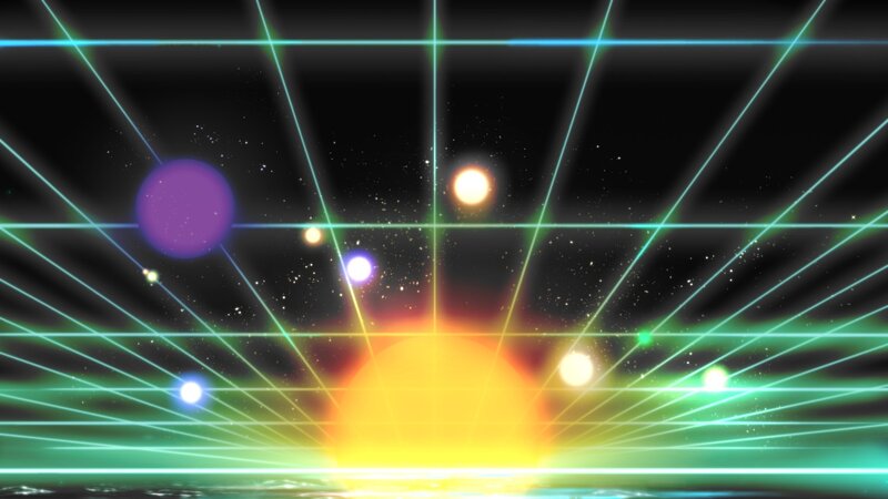 Neon Grid with Glowing Orbs