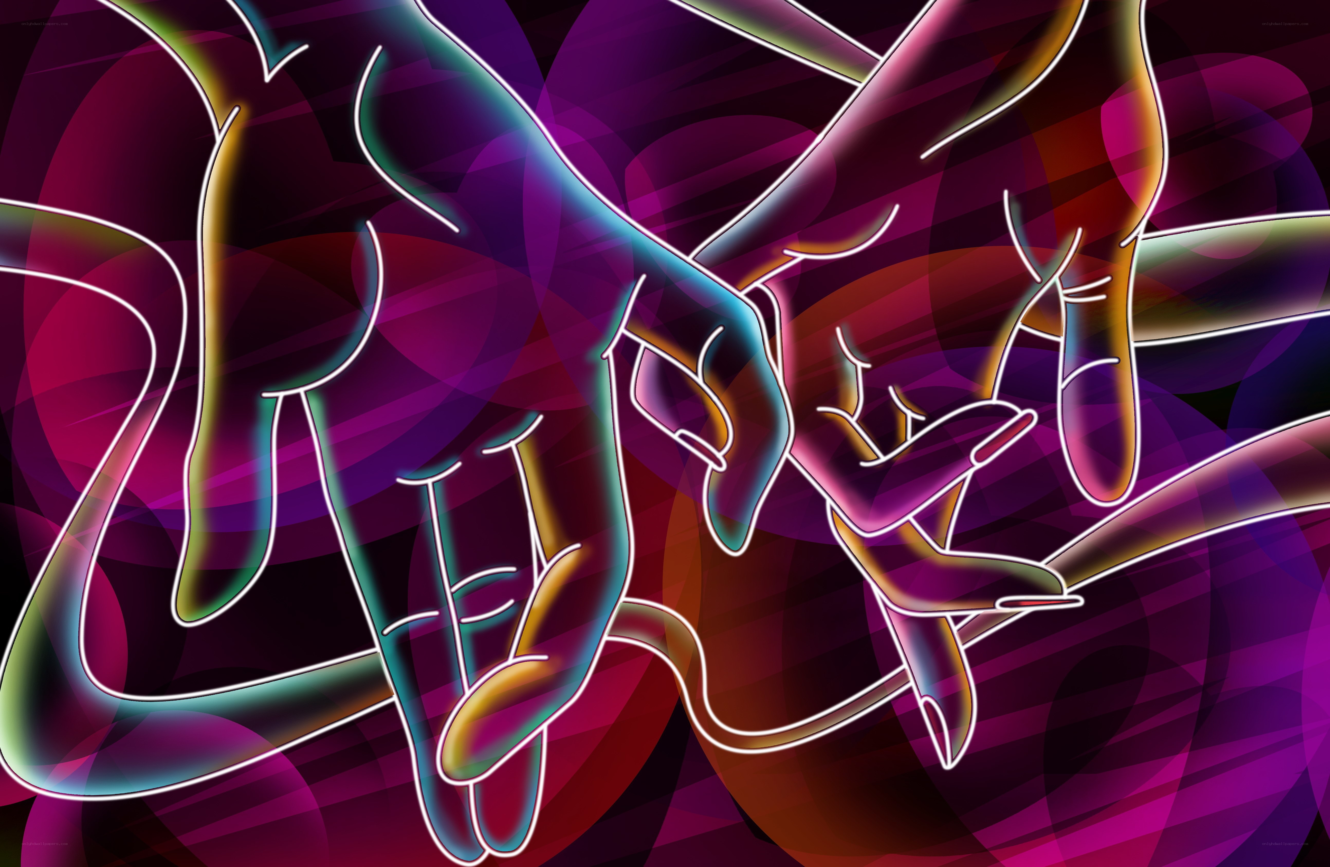 neon hands abstract art