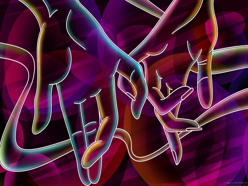 Neon Hands Holding