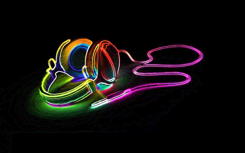 neon headphones art