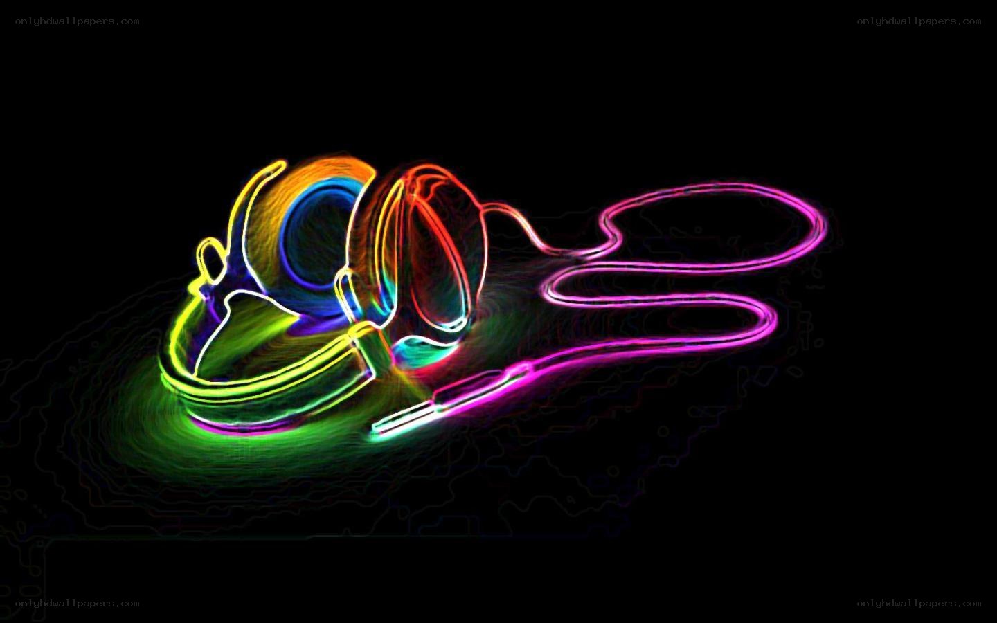 neon headphones art