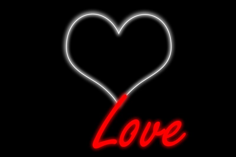 Neon Heart and Love Sign