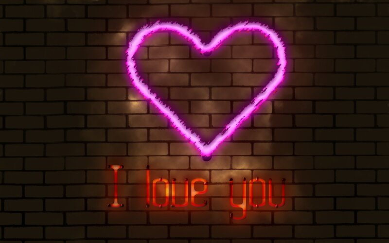 Neon Heart and Text