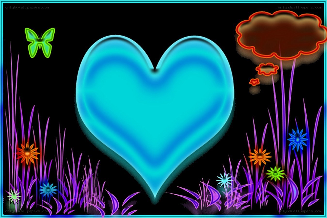 neon heart in garden