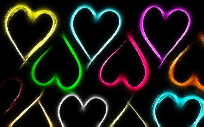 Neon Heart Shapes