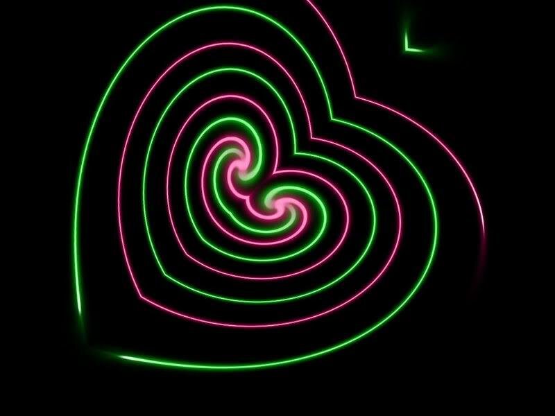 Neon heart spiral
