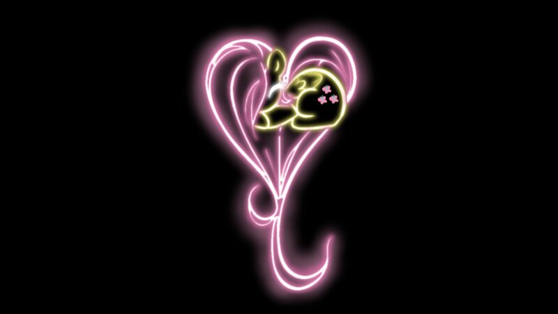neon heart with sleeping pony