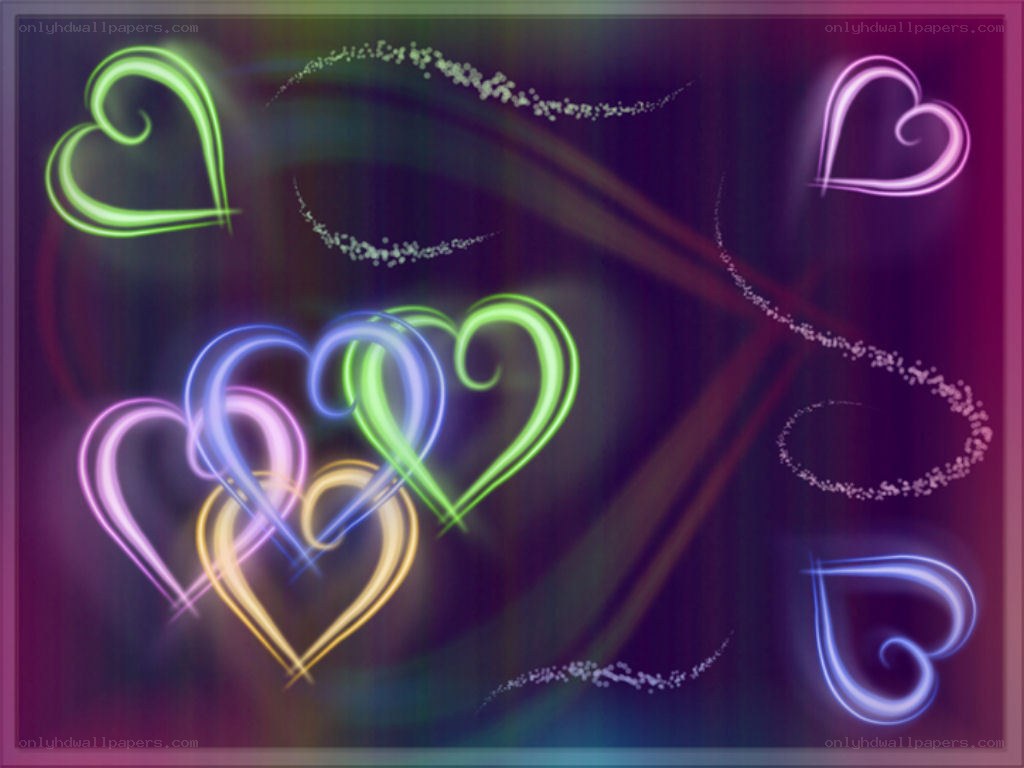 neon hearts and sparkles