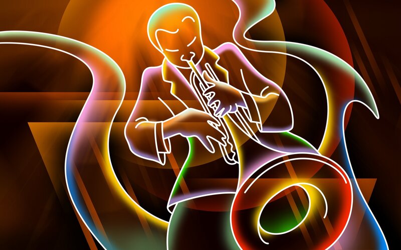 Neon jazz musician illustration