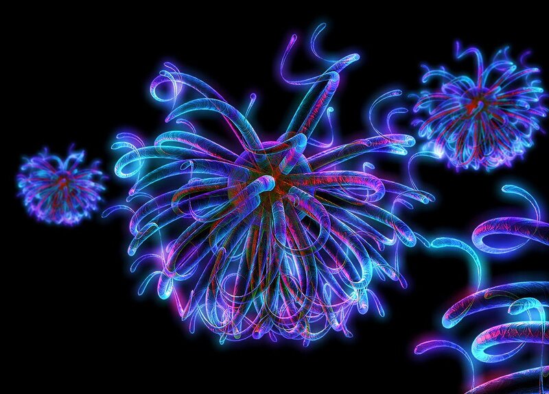 Neon Jellyfish-like Organisms