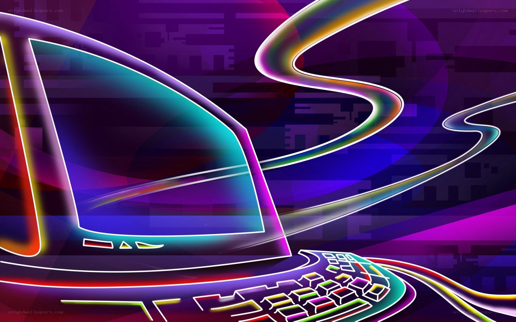 neon laptop abstract art