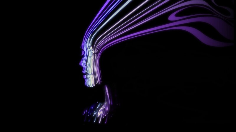 neon light art of a face