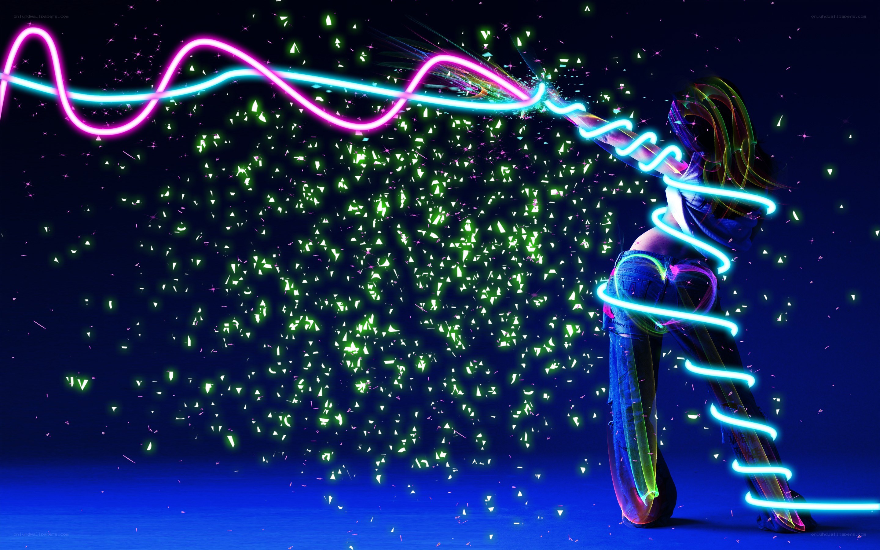 Neon light art performance