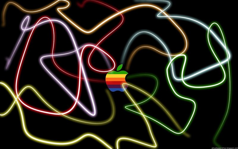 neon light art with apple logo