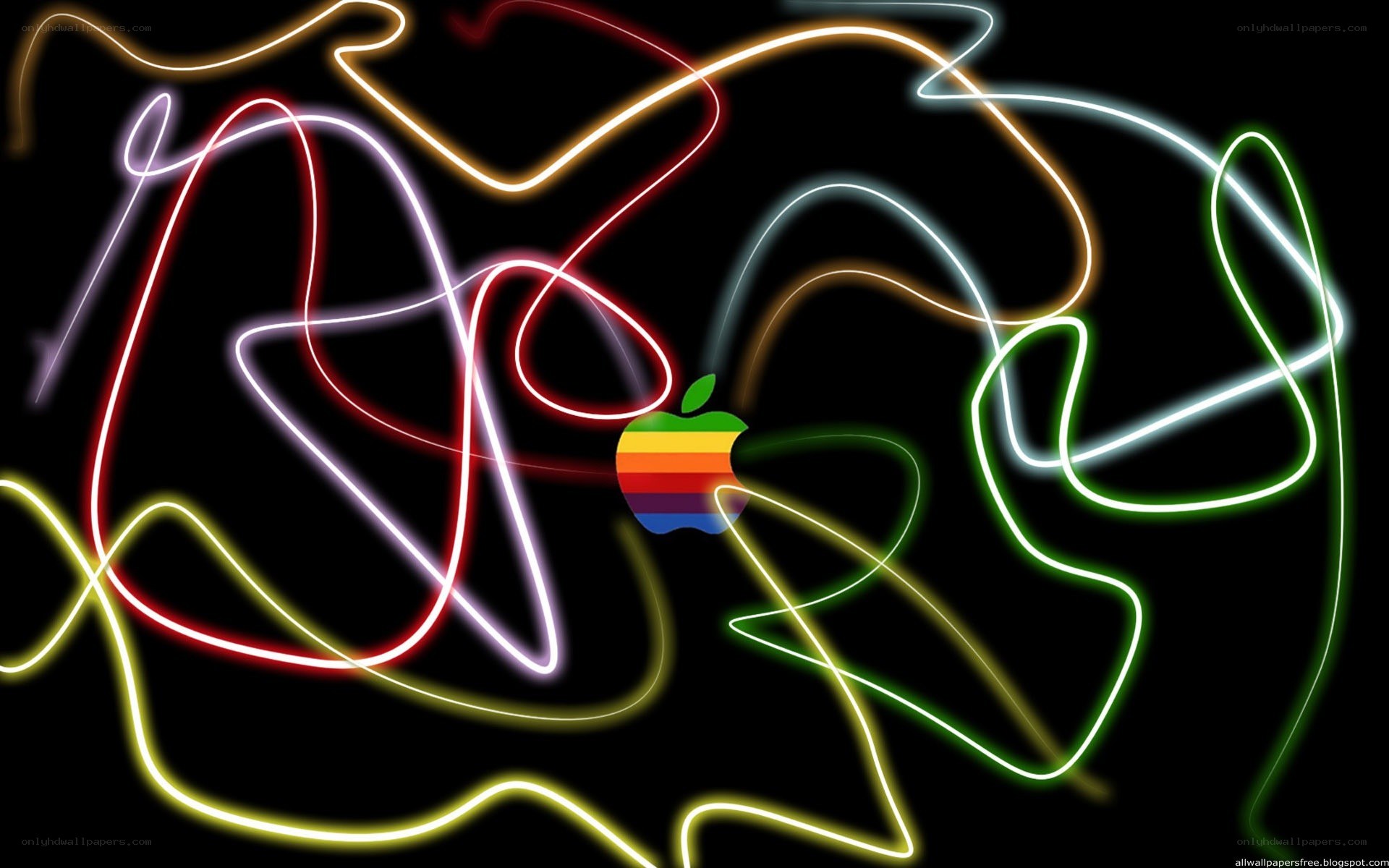 neon light art with apple logo