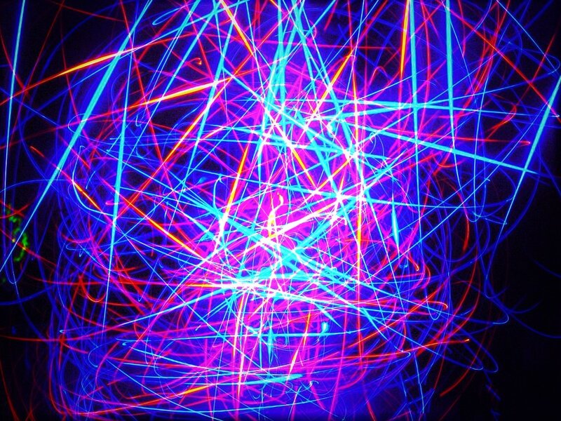 Neon Light Trails — Blue, Energetic, Night, Abstract