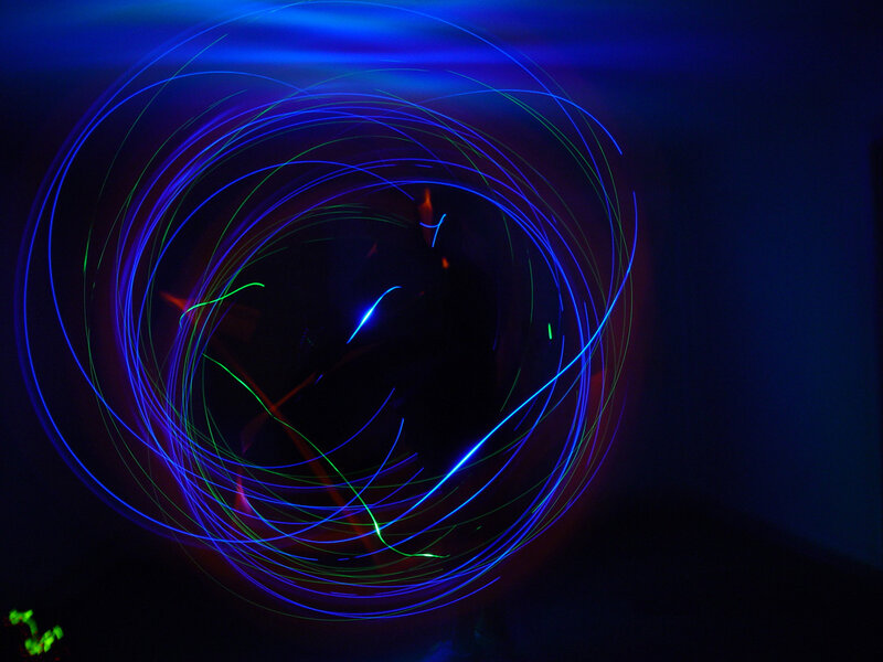 Neon light trails in motion
