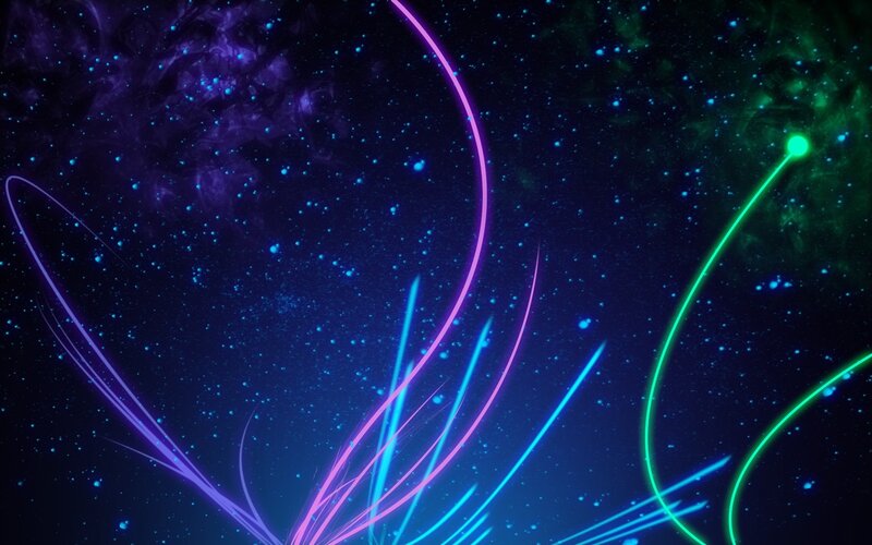 neon light trails in space