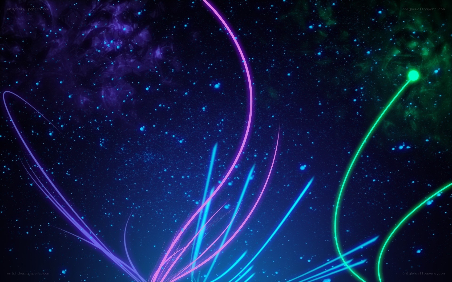 neon light trails in space