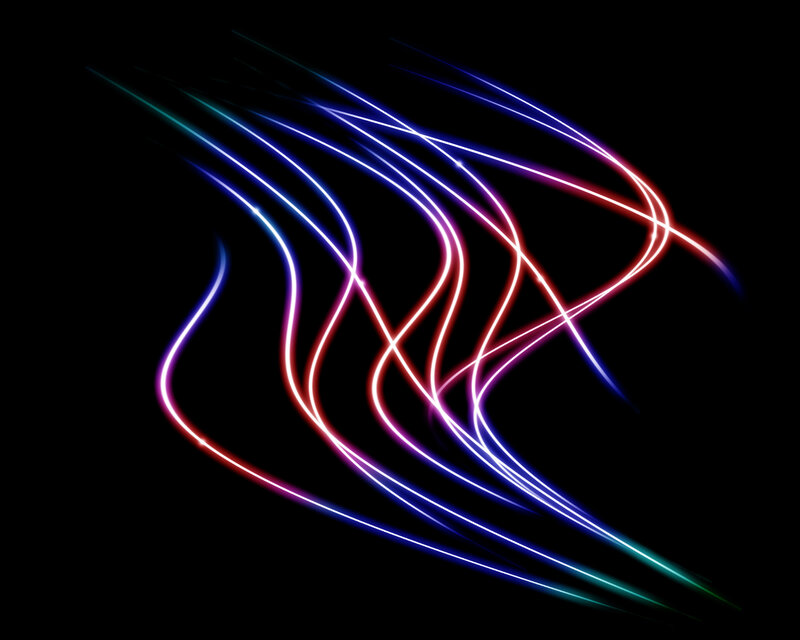 neon light trails on black
