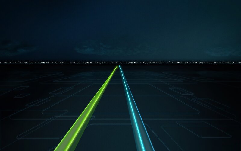 Neon Light Trails on Grid