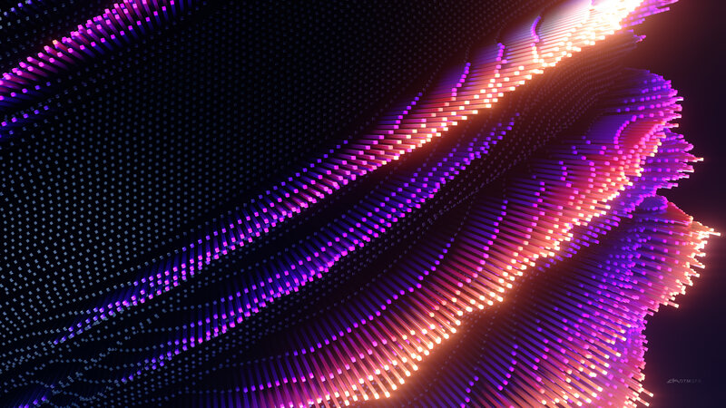 Neon Light Waves — Purple, Dynamic, Digital Art