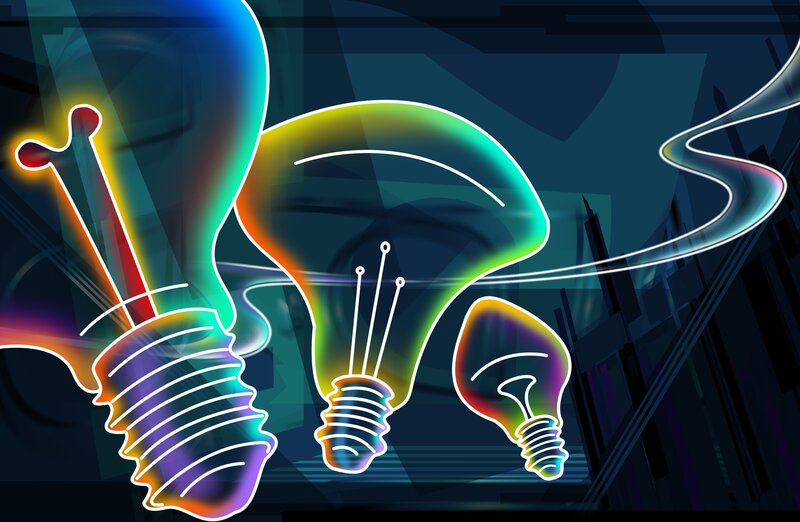 Neon lightbulbs in motion
