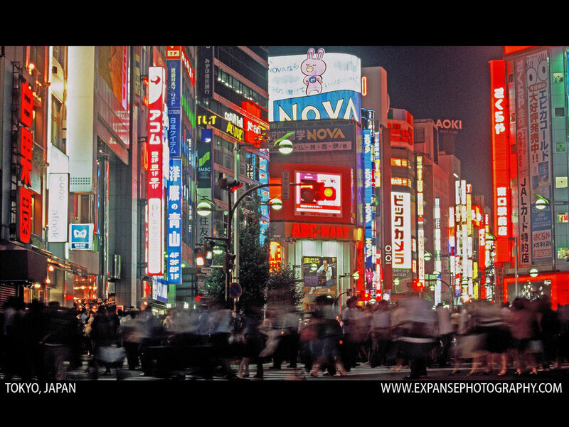 Neon lights of Tokyo at night