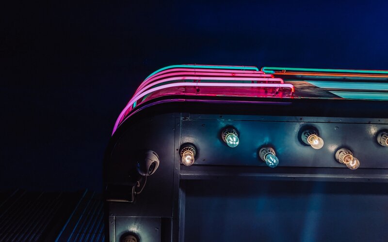 Neon Lights on Building