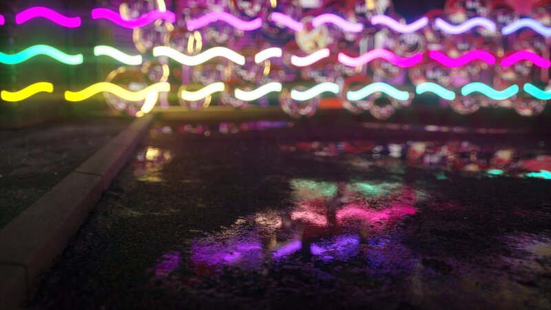 Neon Lights on Wet Pavement — Purple