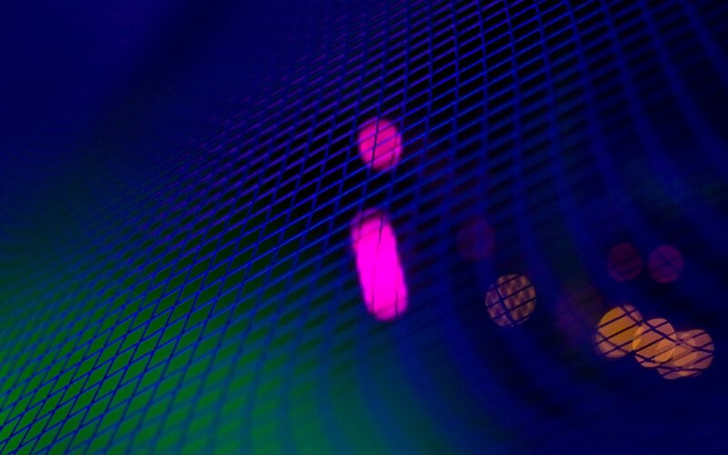 Neon Lights Through Mesh