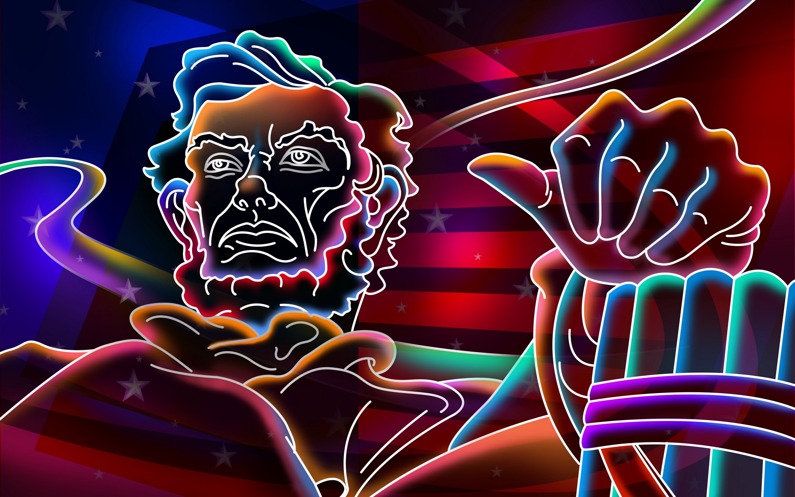 Neon Lincoln portrait