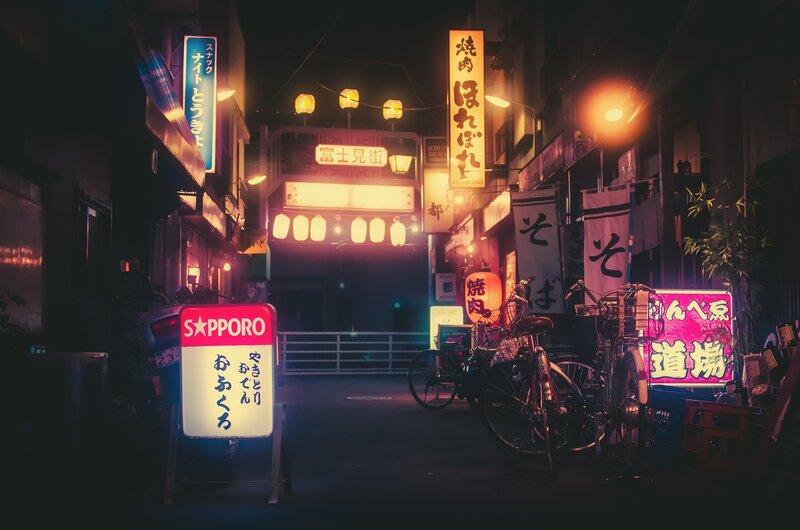 Neon-lit Alley at Night — Yellow