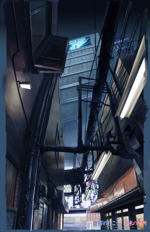 neon-lit alleyway at night
