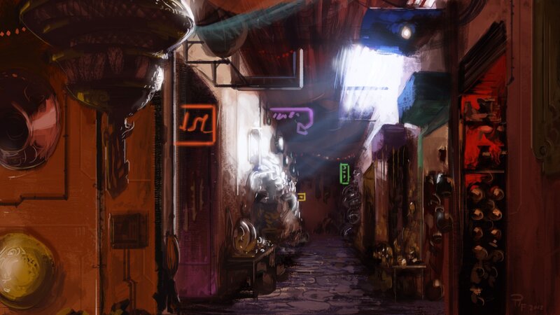 neon-lit alleyway concept