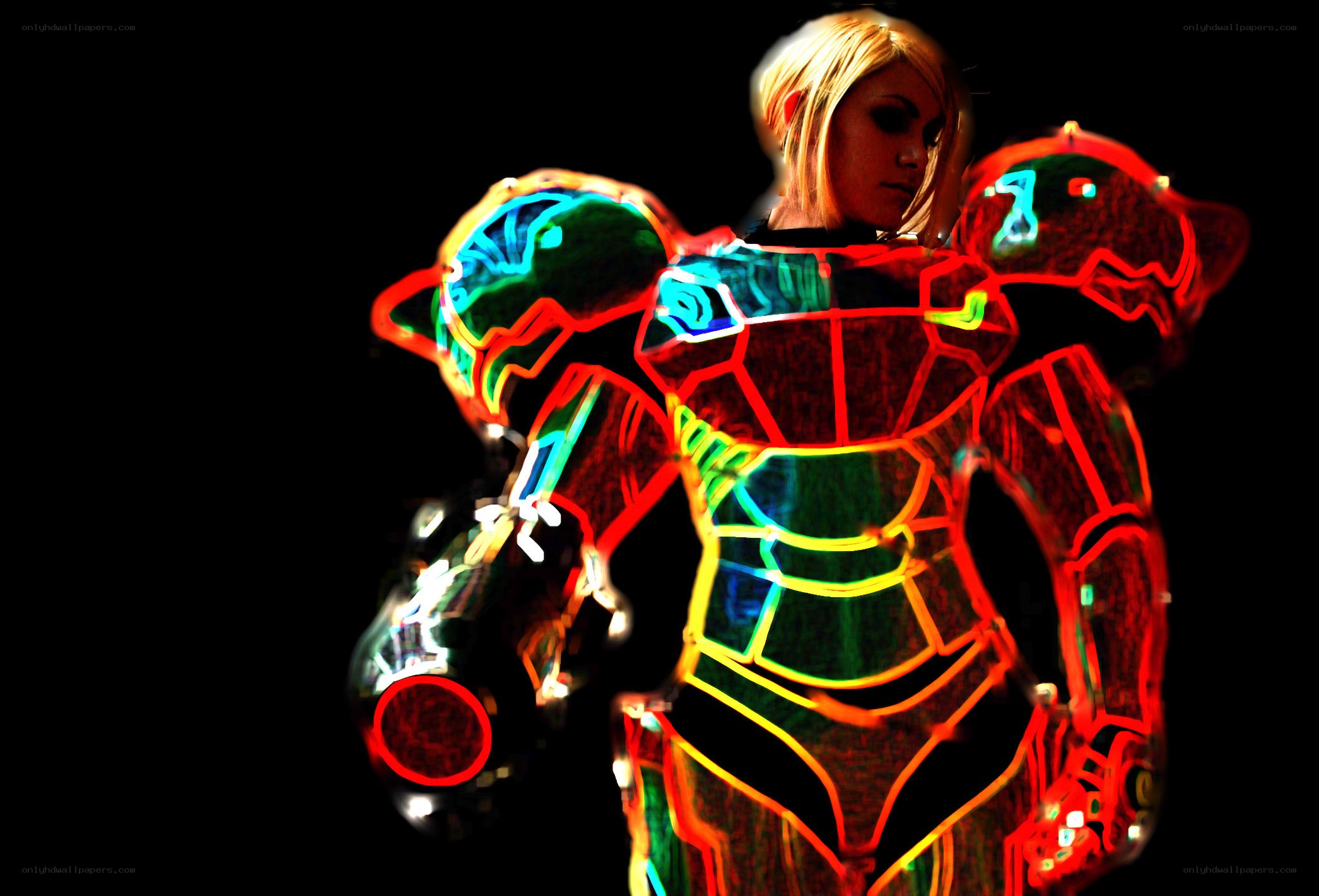 neon-lit armor costume