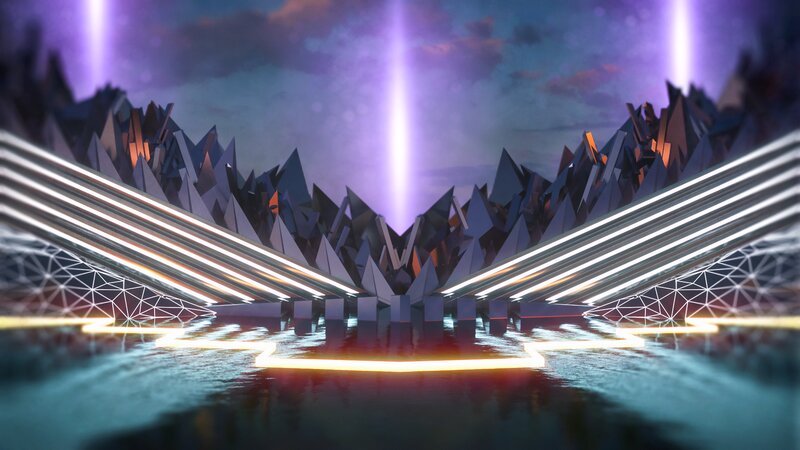 Neon-lit Bridge Structure