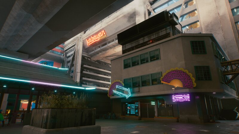Neon-lit Building at Night — Purple
