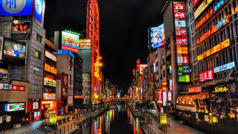 Neon-lit Canal at Night — Black