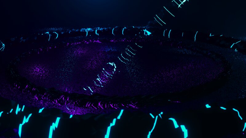 Neon-lit Circular Structure