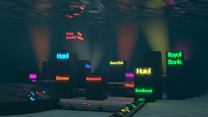 Neon-lit City Blocks