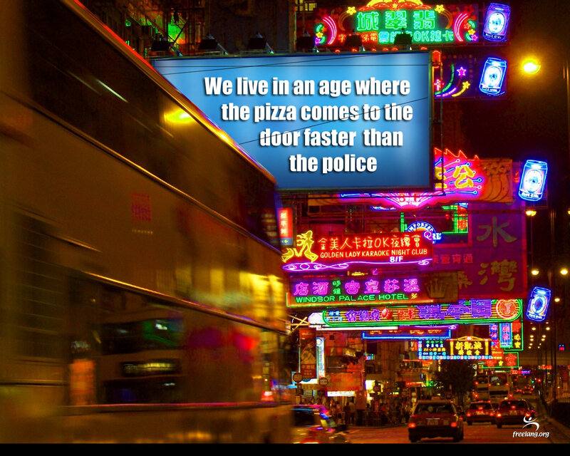 Neon-lit city street at night