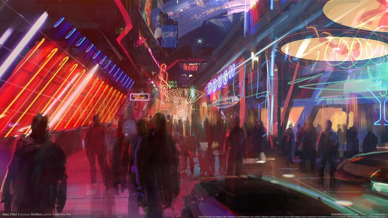 Neon-lit City Street — Red, Dramatic, Night, Digital Art