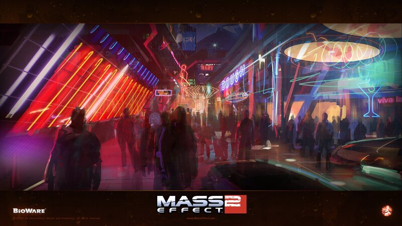 Neon-lit City Street — Red
